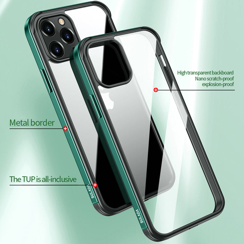 SULADA Minrui Series Electroplating Metal Frame Scratch-proof PC Hybrid Back Protector Phone Shell for iPhone 13 Pro Max 6.7 inch