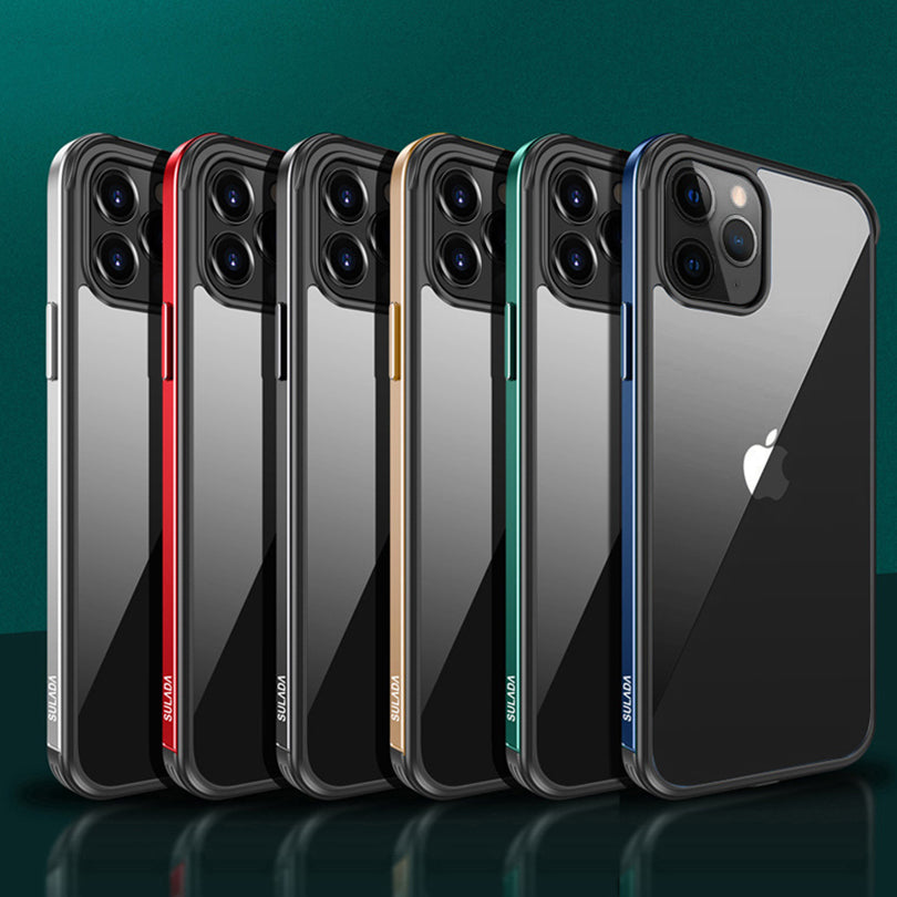 SULADA Minrui Series Electroplating Metal Frame Scratch-proof PC Hybrid Back Protector Phone Shell for iPhone 13 Pro Max 6.7 inch