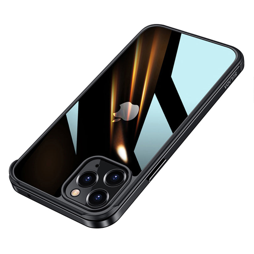 SULADA Minrui Series Electroplating Metal Frame Scratch-proof PC Hybrid Back Protector Phone Shell for iPhone 13 Pro Max 6.7 inch