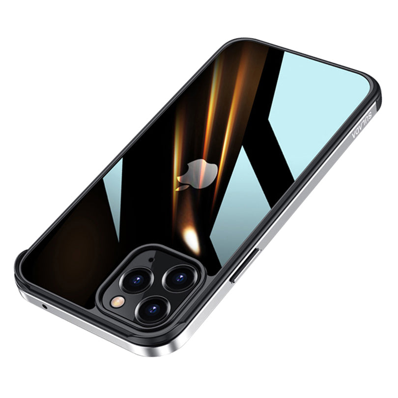 SULADA Minrui Series Electroplating Metal Frame Scratch-proof PC Hybrid Back Protector Phone Shell for iPhone 13 Pro Max 6.7 inch