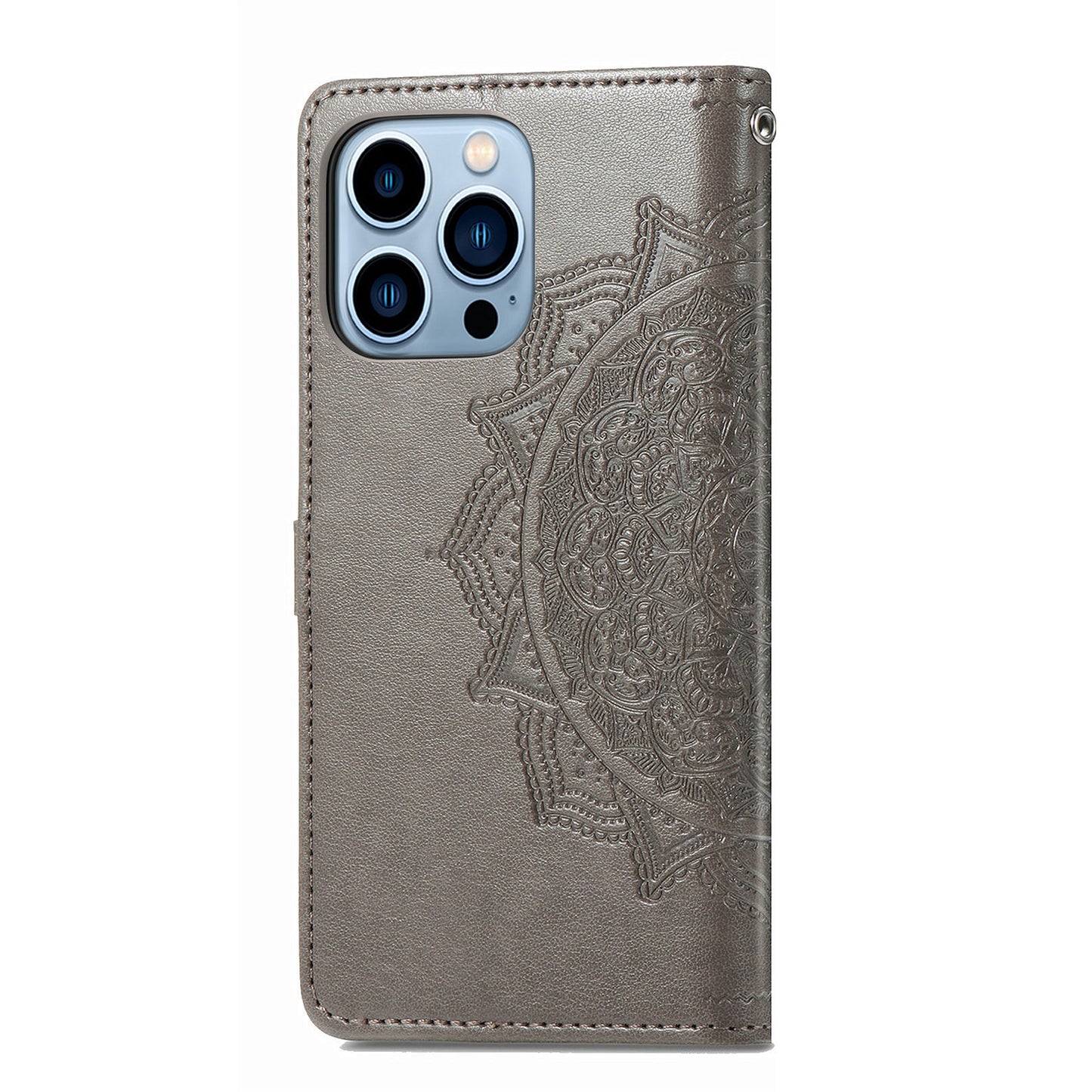 Mandala Flower Embossment PU Leather Stand Wallet Phone Flip Case Shell for iPhone 13 Pro Max 6.7 inch