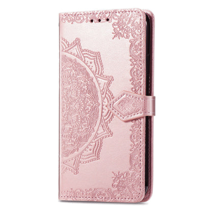 Mandala Flower Embossment PU Leather Stand Wallet Phone Flip Case Shell for iPhone 13 Pro Max 6.7 inch