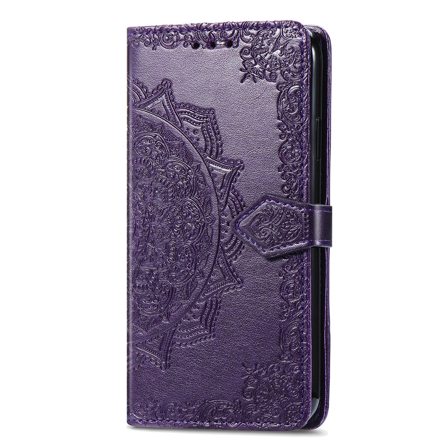 Mandala Flower Embossment PU Leather Stand Wallet Phone Flip Case Shell for iPhone 13 Pro Max 6.7 inch