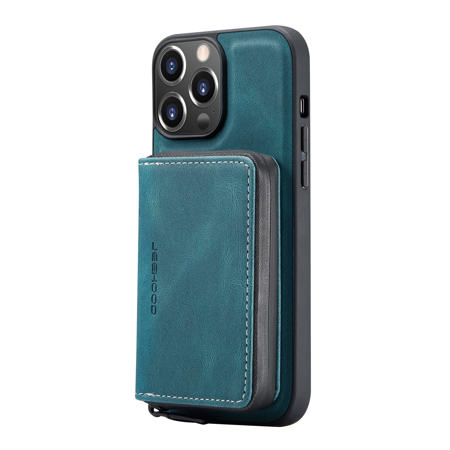 JEEHOOD Stylish Well-protected Shockproof Magnetic Detachable 2-in-1 Hybrid Case with Zippered Wallet Kickstand for iPhone 13 Pro Max 6.7 inch