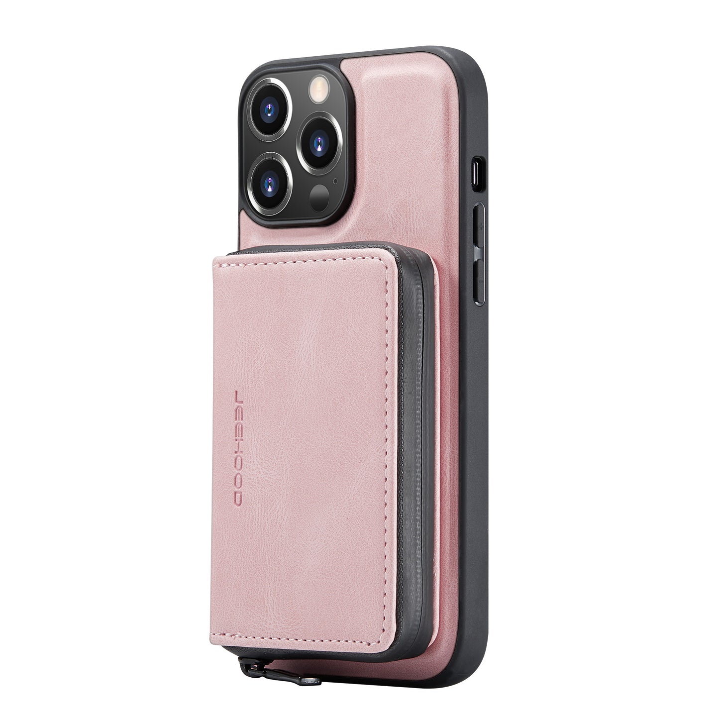 JEEHOOD Stylish Well-protected Shockproof Magnetic Detachable 2-in-1 Hybrid Case with Zippered Wallet Kickstand for iPhone 13 Pro Max 6.7 inch