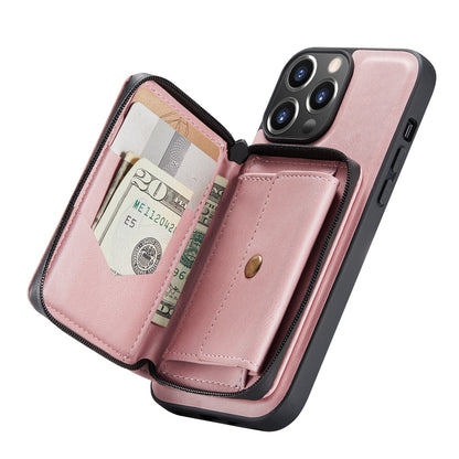 JEEHOOD Stylish Well-protected Shockproof Magnetic Detachable 2-in-1 Hybrid Case with Zippered Wallet Kickstand for iPhone 13 Pro Max 6.7 inch