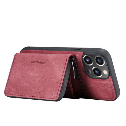 JEEHOOD Stylish Well-protected Shockproof Magnetic Detachable 2-in-1 Hybrid Case with Zippered Wallet Kickstand for iPhone 13 Pro Max 6.7 inch