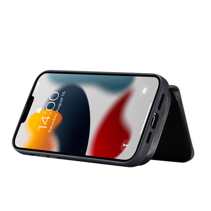 JEEHOOD Stylish Well-protected Shockproof Magnetic Detachable 2-in-1 Hybrid Case with Zippered Wallet Kickstand for iPhone 13 Pro Max 6.7 inch