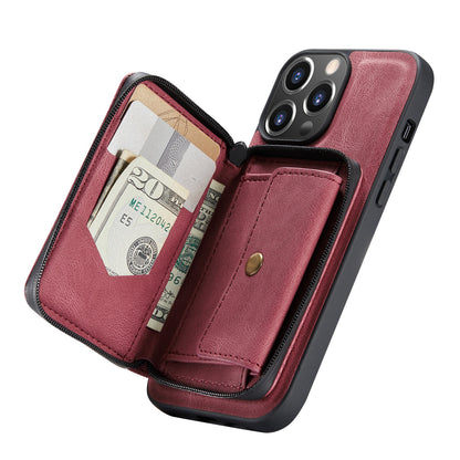 JEEHOOD Stylish Well-protected Shockproof Magnetic Detachable 2-in-1 Hybrid Case with Zippered Wallet Kickstand for iPhone 13 Pro Max 6.7 inch