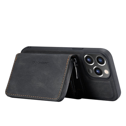 JEEHOOD Stylish Well-protected Shockproof Magnetic Detachable 2-in-1 Hybrid Case with Zippered Wallet Kickstand for iPhone 13 Pro Max 6.7 inch