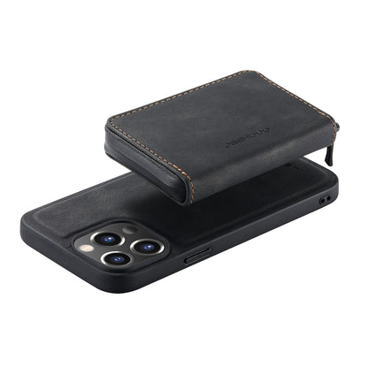 JEEHOOD Stylish Well-protected Shockproof Magnetic Detachable 2-in-1 Hybrid Case with Zippered Wallet Kickstand for iPhone 13 Pro Max 6.7 inch