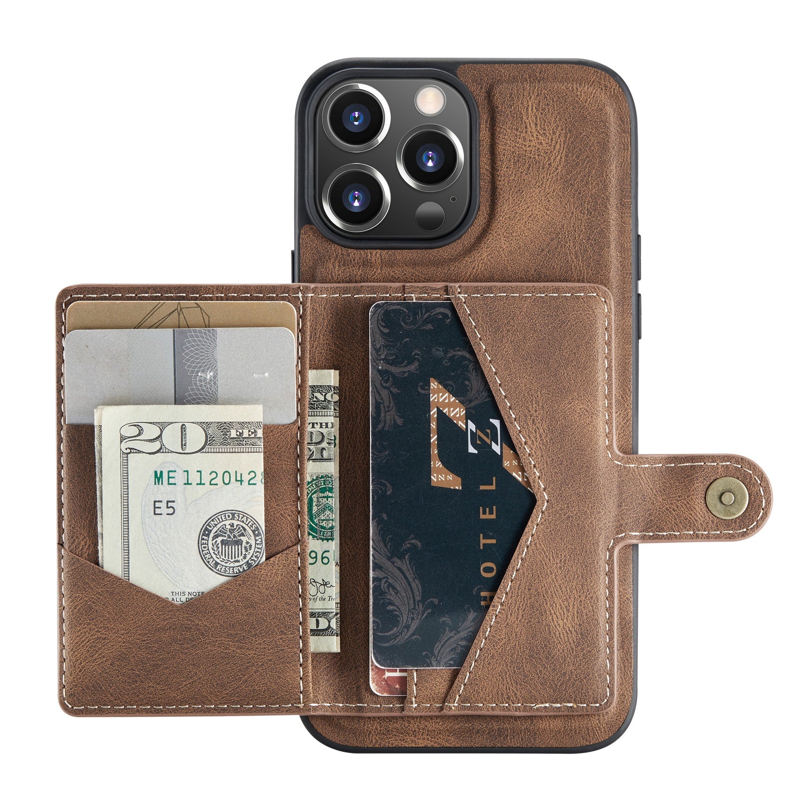 JEEHOOD Anti-drop Magnetic Clasp Kickstand Wallet Design Detachable 2-in-1 Leather Coated TPU Phone Case for iPhone 13 Pro Max 6.7 inch