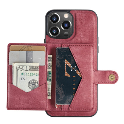JEEHOOD Anti-drop Magnetic Clasp Kickstand Wallet Design Detachable 2-in-1 Leather Coated TPU Phone Case for iPhone 13 Pro Max 6.7 inch