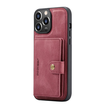 JEEHOOD Anti-drop Magnetic Clasp Kickstand Wallet Design Detachable 2-in-1 Leather Coated TPU Phone Case for iPhone 13 Pro Max 6.7 inch