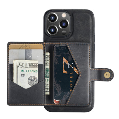 JEEHOOD Anti-drop Magnetic Clasp Kickstand Wallet Design Detachable 2-in-1 Leather Coated TPU Phone Case for iPhone 13 Pro Max 6.7 inch