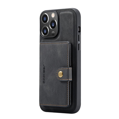 JEEHOOD Anti-drop Magnetic Clasp Kickstand Wallet Design Detachable 2-in-1 Leather Coated TPU Phone Case for iPhone 13 Pro Max 6.7 inch