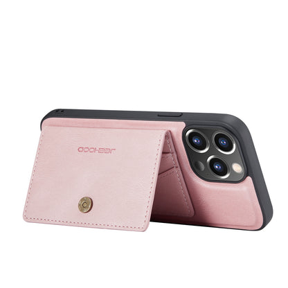 JEEHOOD Anti-drop Magnetic Clasp Kickstand Wallet Design Detachable 2-in-1 Leather Coated TPU Phone Case for iPhone 13 Pro Max 6.7 inch