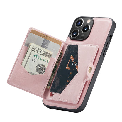 JEEHOOD Anti-drop Magnetic Clasp Kickstand Wallet Design Detachable 2-in-1 Leather Coated TPU Phone Case for iPhone 13 Pro Max 6.7 inch