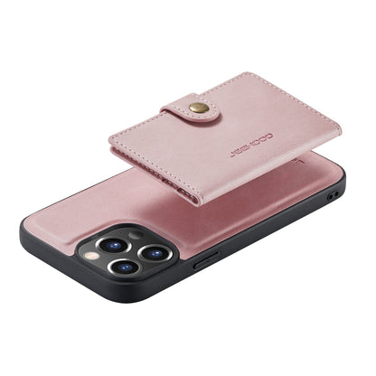 JEEHOOD Anti-drop Magnetic Clasp Kickstand Wallet Design Detachable 2-in-1 Leather Coated TPU Phone Case for iPhone 13 Pro Max 6.7 inch