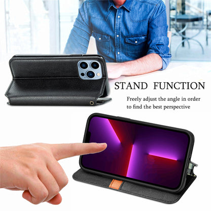 Imprinting Rhombus Auto-absorbed Leather Phone Case Wallet Stand Shell for iPhone 13 Pro Max 6.7 inch