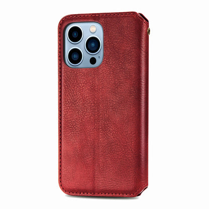Imprinting Rhombus Auto-absorbed Leather Phone Case Wallet Stand Shell for iPhone 13 Pro Max 6.7 inch