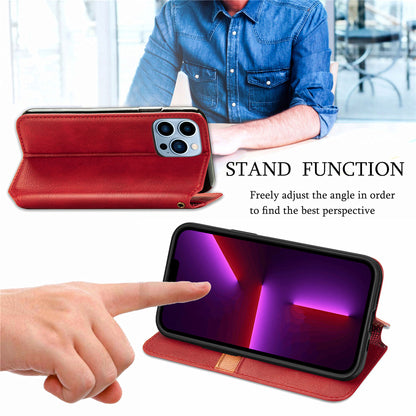 Imprinting Rhombus Auto-absorbed Leather Phone Case Wallet Stand Shell for iPhone 13 Pro Max 6.7 inch