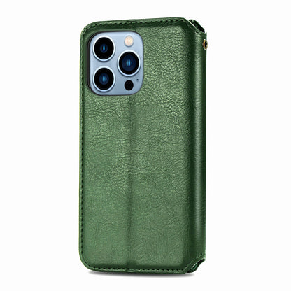 Imprinting Rhombus Auto-absorbed Leather Phone Case Wallet Stand Shell for iPhone 13 Pro Max 6.7 inch