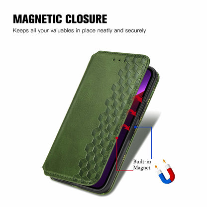 Imprinting Rhombus Auto-absorbed Leather Phone Case Wallet Stand Shell for iPhone 13 Pro Max 6.7 inch