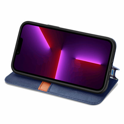 Imprinting Rhombus Auto-absorbed Leather Phone Case Wallet Stand Shell for iPhone 13 Pro Max 6.7 inch