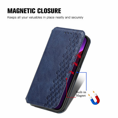 Imprinting Rhombus Auto-absorbed Leather Phone Case Wallet Stand Shell for iPhone 13 Pro Max 6.7 inch