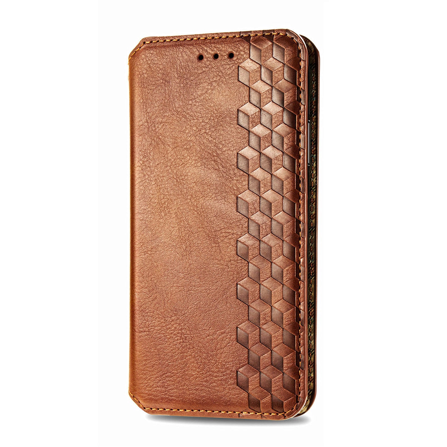 Imprinting Rhombus Auto-absorbed Leather Phone Case Wallet Stand Shell for iPhone 13 Pro Max 6.7 inch