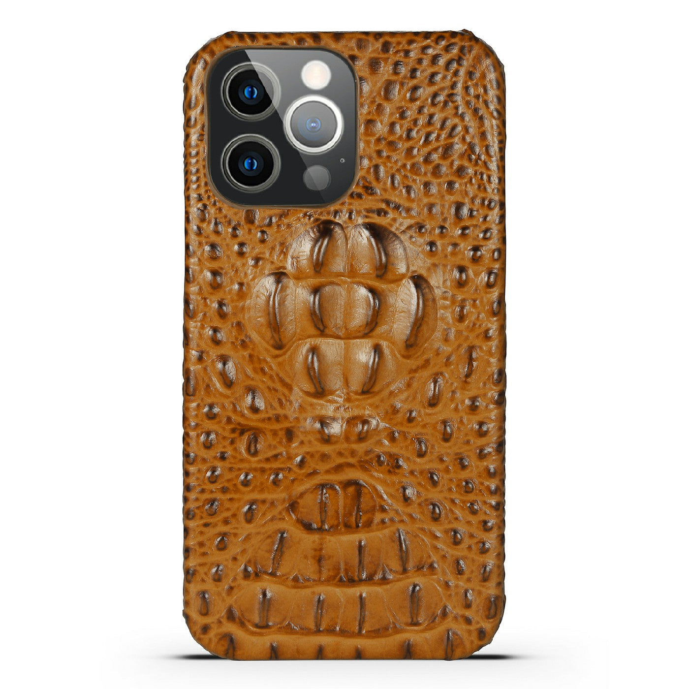 3D Crocodile Head Genuine Leather Coated PC Anti-Scratch Protective Back Case for iPhone 13 Pro Max 6.7 inch