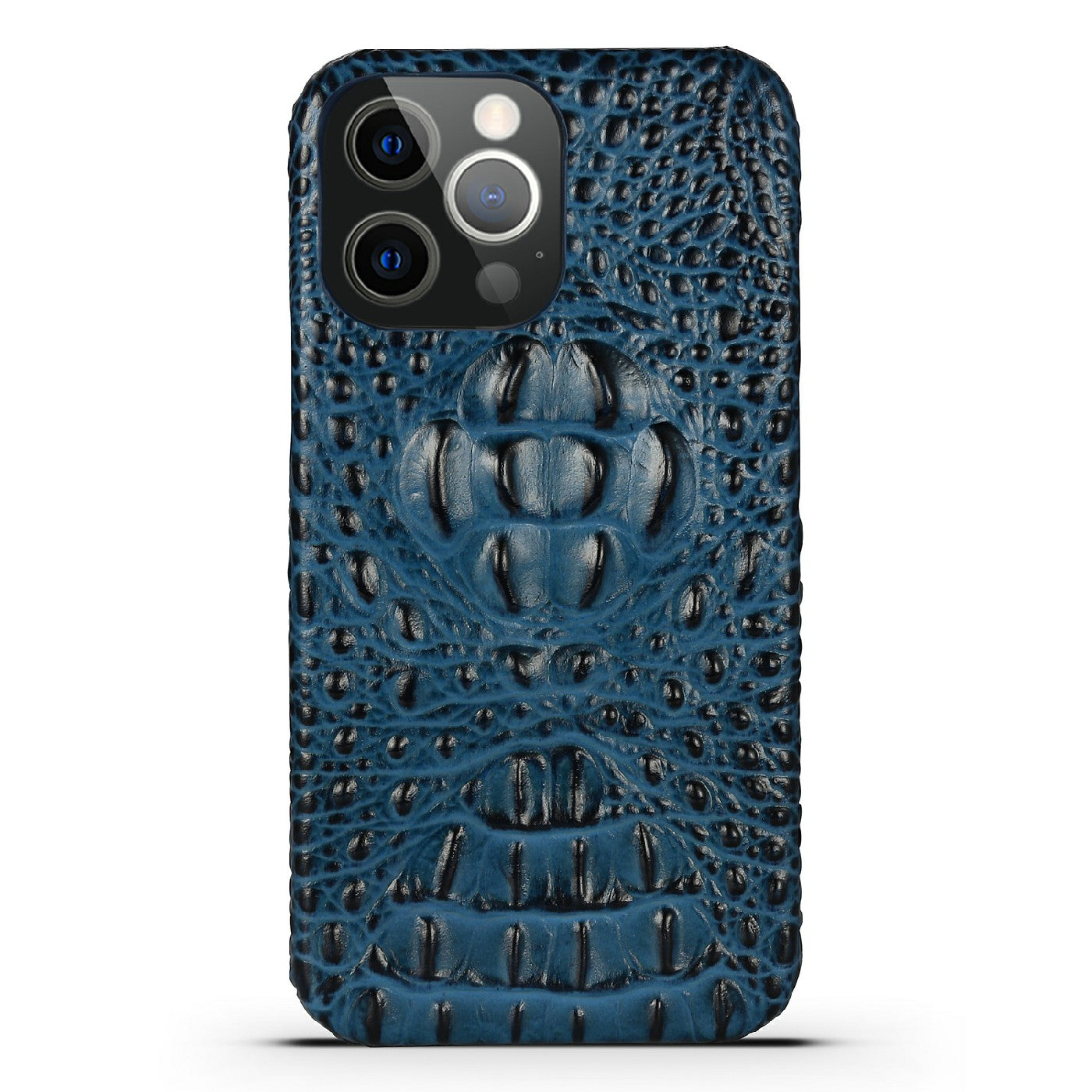 3D Crocodile Head Genuine Leather Coated PC Anti-Scratch Protective Back Case for iPhone 13 Pro Max 6.7 inch