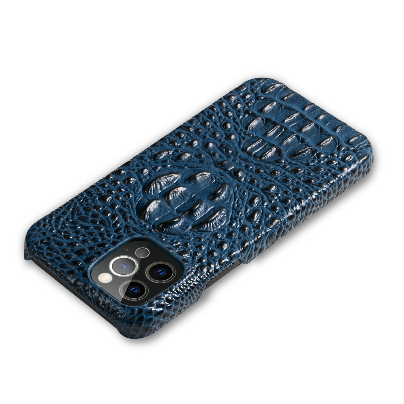 3D Crocodile Head Genuine Leather Coated PC Anti-Scratch Protective Back Case for iPhone 13 Pro Max 6.7 inch
