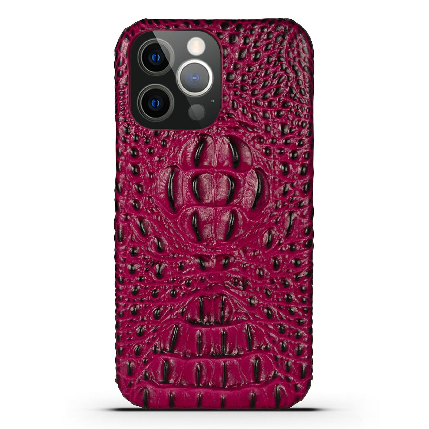 3D Crocodile Head Genuine Leather Coated PC Anti-Scratch Protective Back Case for iPhone 13 Pro Max 6.7 inch
