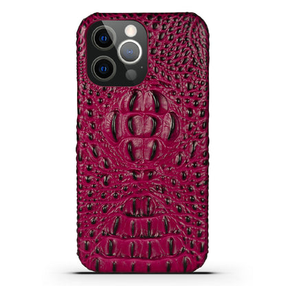 3D Crocodile Head Genuine Leather Coated PC Anti-Scratch Protective Back Case for iPhone 13 Pro Max 6.7 inch