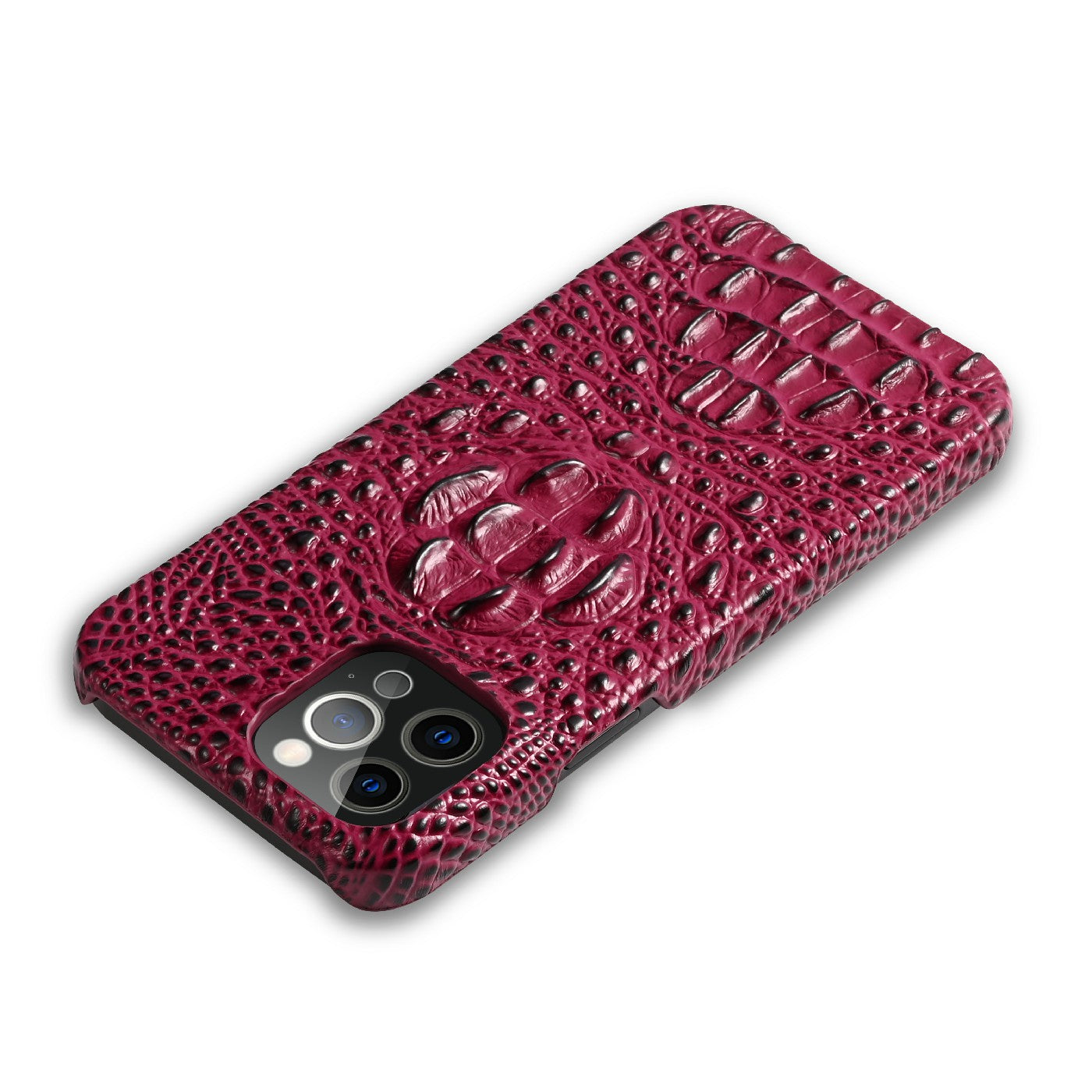 3D Crocodile Head Genuine Leather Coated PC Anti-Scratch Protective Back Case for iPhone 13 Pro Max 6.7 inch