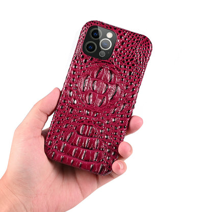 3D Crocodile Head Genuine Leather Coated PC Anti-Scratch Protective Back Case for iPhone 13 Pro Max 6.7 inch