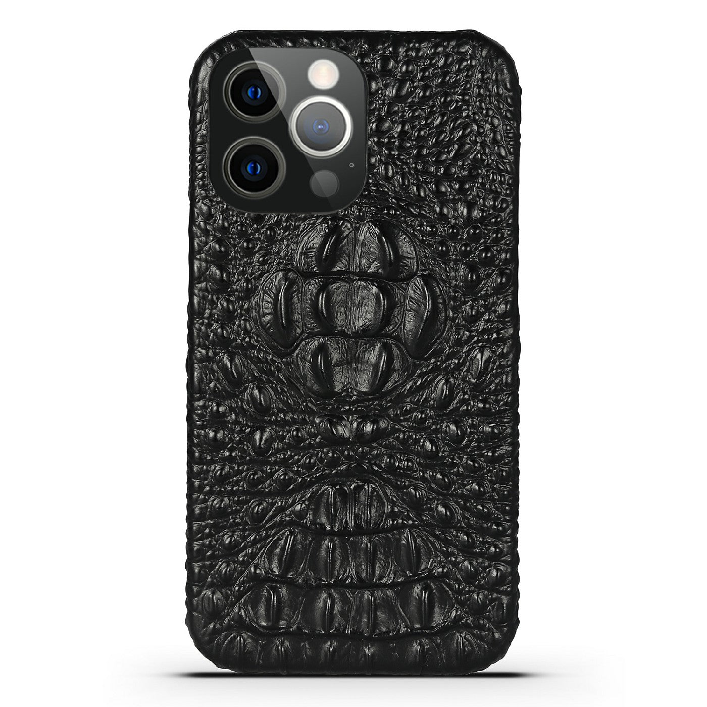 3D Crocodile Head Genuine Leather Coated PC Anti-Scratch Protective Back Case for iPhone 13 Pro Max 6.7 inch