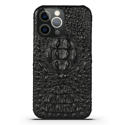 3D Crocodile Head Genuine Leather Coated PC Anti-Scratch Protective Back Case for iPhone 13 Pro Max 6.7 inch