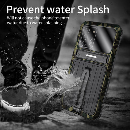 Anti-Fall Full Protection TPU+Metal Hybrid Case Kickstand Shell with Tempered Glass Film and Strap for Samsung Galaxy S21+ 5G