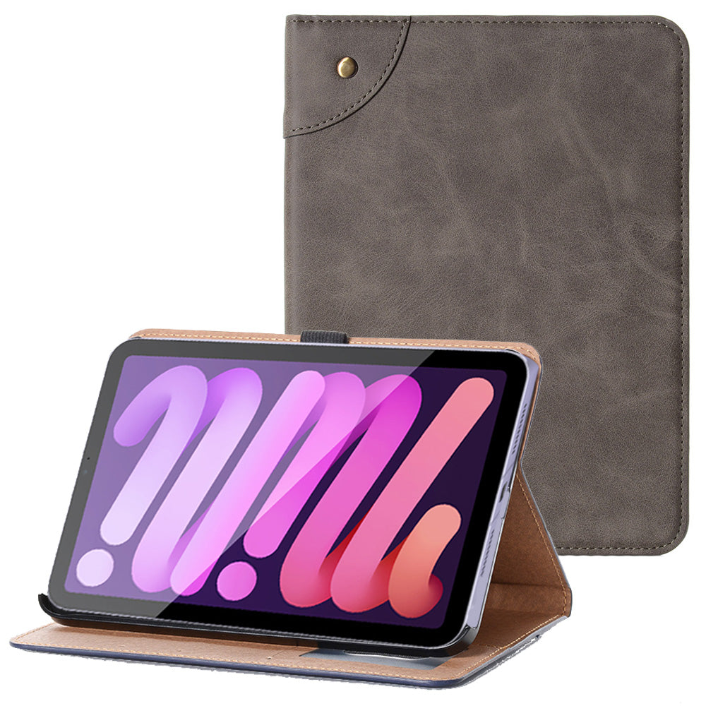 Retro Style Smart Sleep/Wake Up Tablet Leather Cover Case with Wallet Stand for iPad mini (2021)