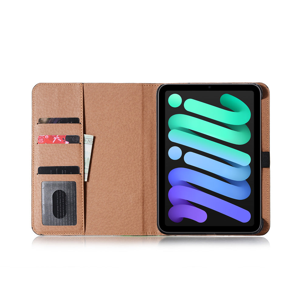 Retro Style Smart Sleep/Wake Up Tablet Leather Cover Case with Wallet Stand for iPad mini (2021)