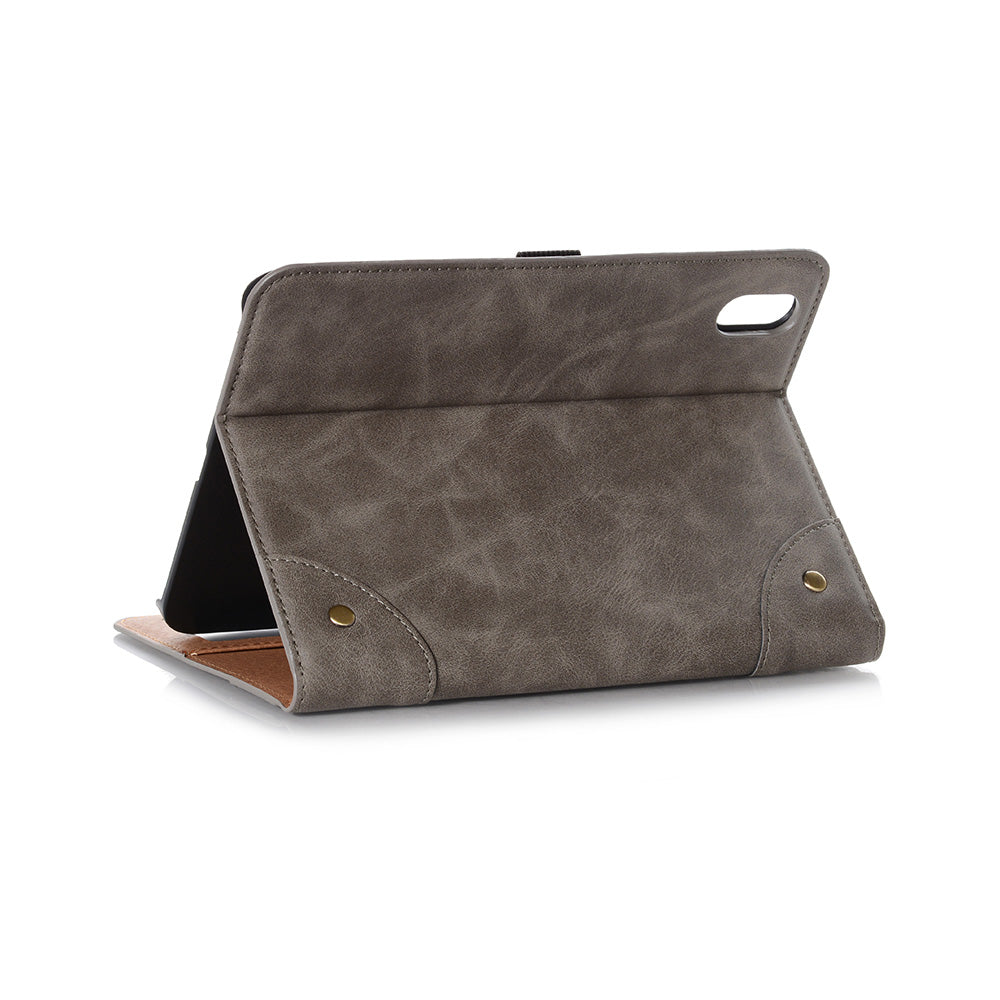 Retro Style Smart Sleep/Wake Up Tablet Leather Cover Case with Wallet Stand for iPad mini (2021)