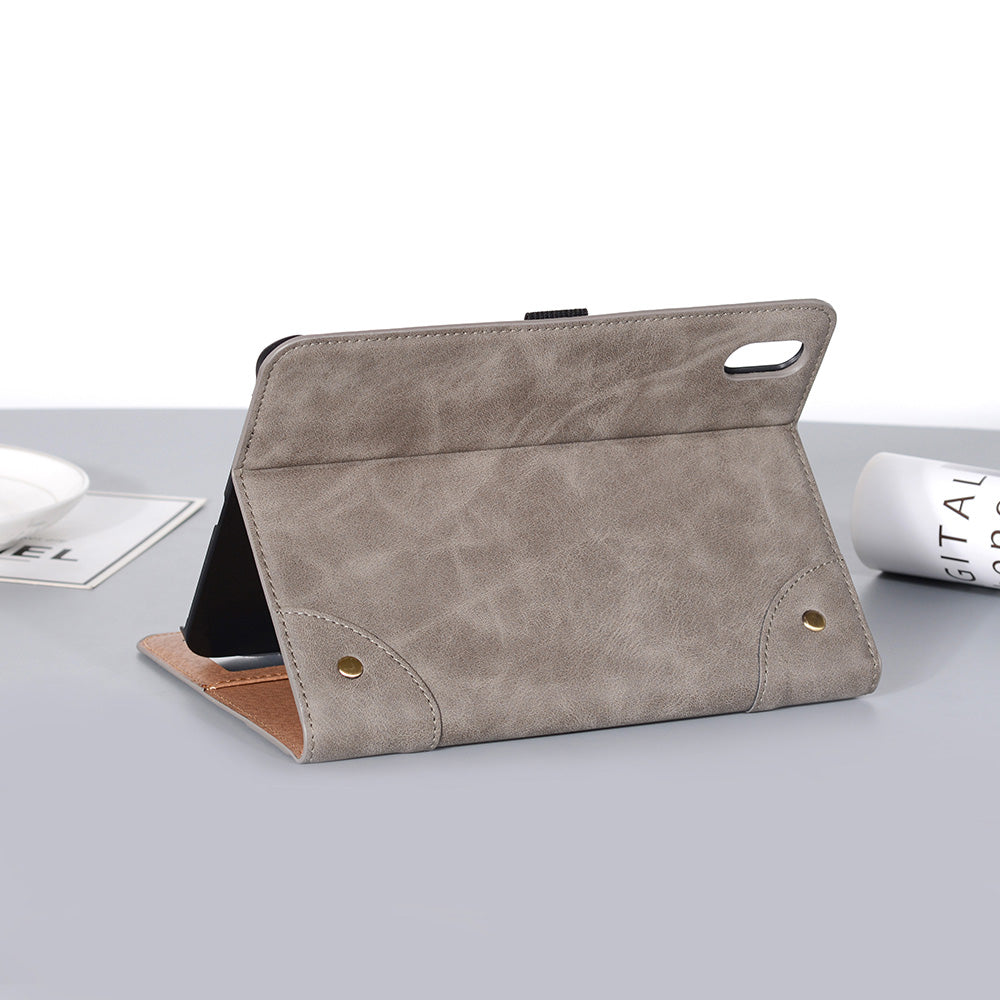 Retro Style Smart Sleep/Wake Up Tablet Leather Cover Case with Wallet Stand for iPad mini (2021)