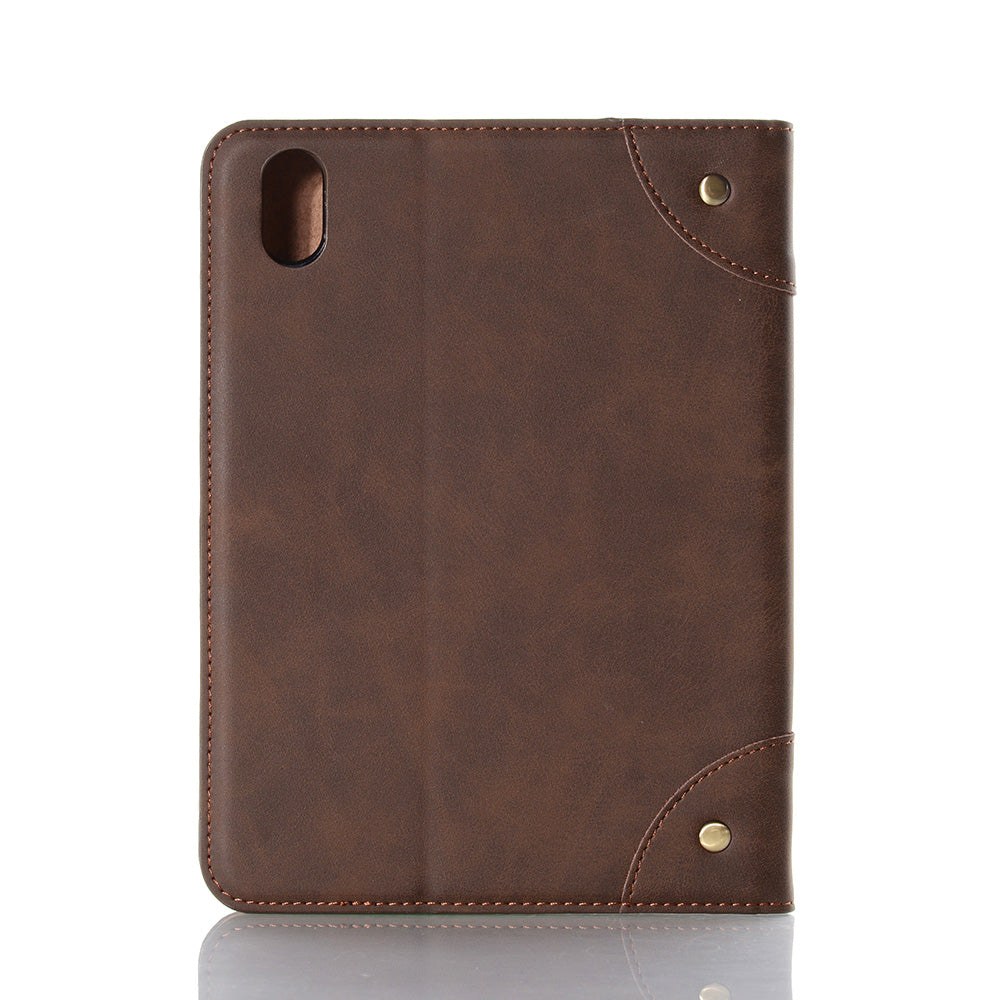 Retro Style Smart Sleep/Wake Up Tablet Leather Cover Case with Wallet Stand for iPad mini (2021)