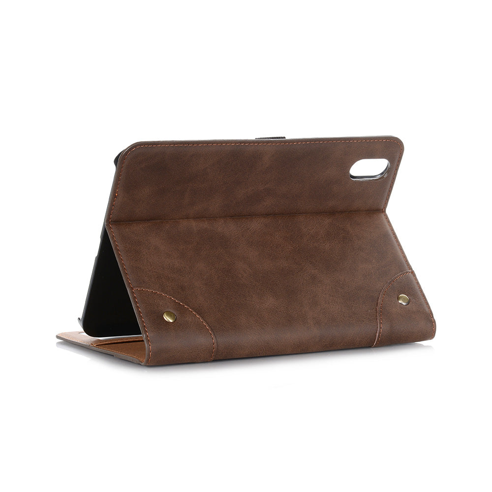 Retro Style Smart Sleep/Wake Up Tablet Leather Cover Case with Wallet Stand for iPad mini (2021)