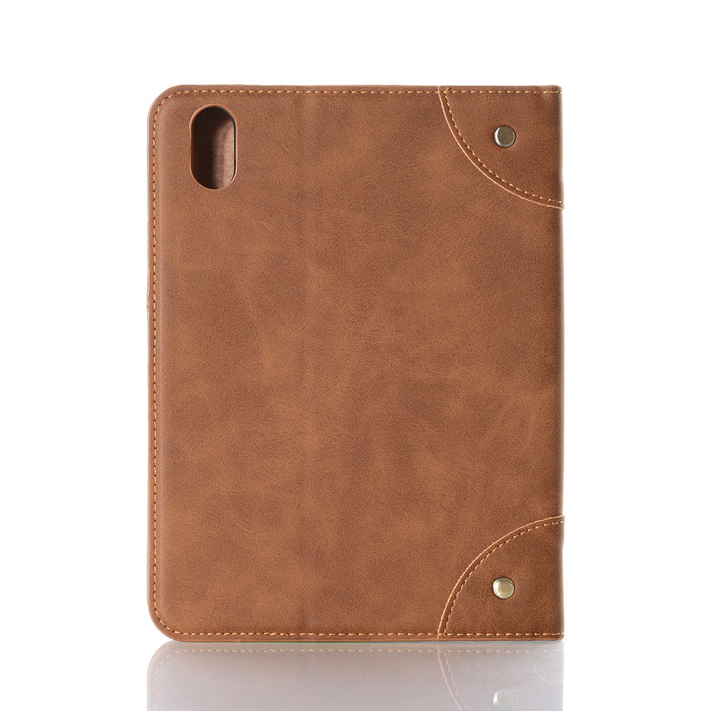 Retro Style Smart Sleep/Wake Up Tablet Leather Cover Case with Wallet Stand for iPad mini (2021)