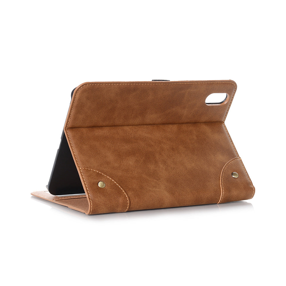 Retro Style Smart Sleep/Wake Up Tablet Leather Cover Case with Wallet Stand for iPad mini (2021)