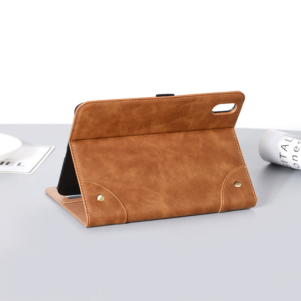 Retro Style Smart Sleep/Wake Up Tablet Leather Cover Case with Wallet Stand for iPad mini (2021)